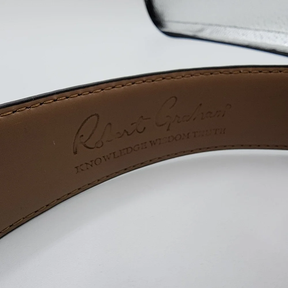 ROBERT GRAHAM Signature Ripaso Rich Black Leather Belt‎ Mens Size 36 NEW w/ Tag